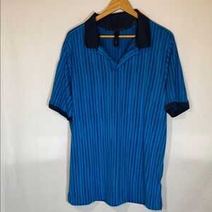 3/$20 Bundle & Save! Adidas Blue Polo Shirt with Vertical Stripes